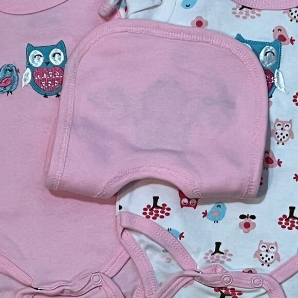 NWT Sweet & Soft Pink & White Owl 5 Piece Layette Set 0-3 Months - Picture 6 of 16